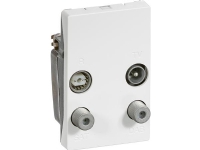 LAURITZ KNUDSEN TV, Radio/DAB og SAT slutdåse T2 4 stik TD254D FUGA® Farve: hvid.
