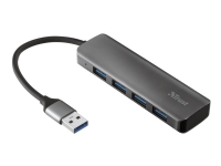 Trust Halyx Aluminium 4-Port USB 3.2 Hub, USB-A 3.1 Gen 1, 4x USB-A 3.2 Gen 1, Hanstik/Hunstik, 15 cm, Grå