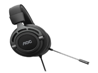 AOC GH200, Hodetelefoner, Hodebånd, Spilling, Sort, Stereofonisk, In-line