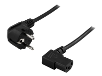 DELTACO - Strømkabel - CEE 7/7 (hann) til IEC 60320 C13 - AC 250 V - 10 A - 3 m - 90°-kontakt - svart