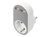 DIGITUS DA-70617 - Strømadapter - AC 250 V - 3680 watt - utgangskontakter: 2 - hvit/grå