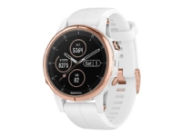 Garmin fenix 5S Plus - Sapphire Edition - 42 mm - rosagull - sportsur med bånd - silikon - hvit - håndleddstørrelse: 145-217 mm - display 1.2 - 16 GB - Bluetooth, ANT+/ANT - 65 g