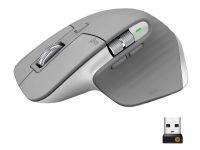 Logitech MX Master 3 - Mus - laser - 7 knapper - trådløs - Bluetooth, 2.4 GHz - USB trådløs mottaker - mellomgrå