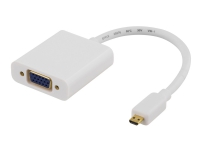 DELTACO HDMI-VGA15 - Video adapter - HD-15 (VGA) hunn til mikro-HDMI hann - 20 cm - hvit