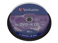 Verbatim - 10 x DVD+R DL - 8.5 GB 8x - matt sølv - spindel