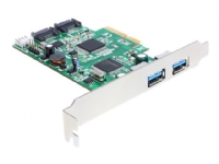 Delock PCI Express Card > 2 x external USB 3.0, 2 x internal SATA 6 Gb/s - Lager / USB3.0-kontroller - USB 3.0 / SATA 6Gb/s - 6 Gbit - PCIe 2.0 x4