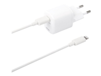 DELTACO USBC-AC141 - Strømadapter - 20 watt - 3 A - PD (USB-C) - hvit - for Apple iPad/iPhone/iPod (Lightning)
