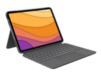 Logitech Combo Touch - Tastatur og folioveske - med styrepute - bakgrunnsbelyst - Apple Smart connector - QWERTY - Storbritannia - Oxford-grå - for Apple 10.9-inch iPad Air (4. generasjon)