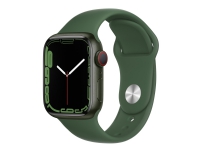 Apple Watch Series 7 (GPS + Cellular) - 41 mm - grønn aluminium - smartklokke med sportsbånd - fluorelastomer - kløver - båndbredde: Regular - 32 GB - Wi-Fi, Bluetooth - 4G - 32 g