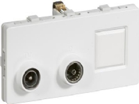 LAURITZ KNUDSEN TV ,Radio og RJ45 sløjfedåse, 2 modul 3 stik TD312 FUGA® Farve: hvid.