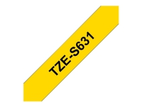 Brother TZe-S631 - Ekstra sterk adhesiv - svart på gult - Rull (1,2 cm x 8 m) 1 cassette(s) laminert teip - for Brother PT-D210, D600, H110 P-Touch PT-1005, 1880, E800, H110 P-Touch Cube Plus PT-P710