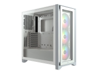 Corsair iCUE 4000X RGB – Miditower - ATX - ingen strømforsyning - Hvid - USB/Lyd