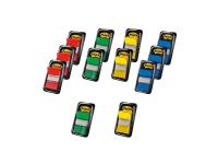 Post-it Index 680-10 - Indeksflagg med dispenser - 25.4 x 43.2 mm (12 x 50) - gul, blå, grønn, rød (en pakke 12)