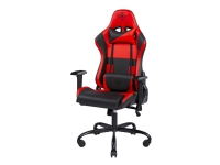 DELTACO GAMING GAM-096 - Spillestol - ergonomisk - høy bakside - armlener - T-formet - tipping - roterende - PU-belagt lær, aluminiumsramme - svart, rød