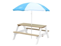 AXI Nick Picnic Table Brown/white - Umbrella Blue/white, Utendørs, Brun, Hvit, Tre, China, CE, FSC 100%, Alle kjønn