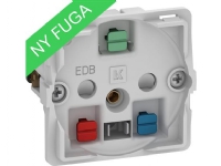 LAURITZ KNUDSEN FUGA® stikkontakt EDB 2-polet med jord 1 modul, uden afdækning.