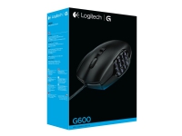 Logitech Gaming Mouse G600 MMO - Mus - høyrehendt - laser - 20 knapper - kablet - USB - svart