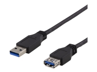 DELTACO USB3-242 - USB-forlengelseskabel - USB-type A (hunn) til USB-type A (hann) - USB 3.1 Gen 1 - 2 m - svart