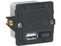 LAURITZ KNUDSEN FUGA dobbelt 5V USB A+C-lader, 2400 mA, 1 modul, uden afdækning.