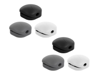 Delock Cable Clip Set - Kabelklemme - skrivebordsmonterbar, overflatemonterbar, veggmonterbar - grå, svart, hvit (en pakke 6)
