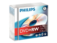 Philips DW4S4J05F - 5 x DVD+RW - 4.7 GB (120 min) 1x - 4x - CD-eske