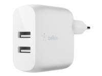 Belkin BOOST CHARGE - Strømadapter - 24 watt - 2 utgangskontakter (USB) - hvit - for Apple iPad/iPhone/iPod (Lightning)
