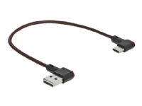 Delock Easy - USB-kabel - USB (hann) venstre/høyre-vinklet, reversibel til USB-C (hann) venstre/høyre-vinklet, reversibel - 20 cm - svart