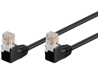 CAT 5e Patchkabel vinklet 2x 90°, U/UTP, sort
