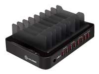 ALOGIC - Ladestasjon + AC-strømadapter - 12 A - 8 utgangskontakter (USB) - svart