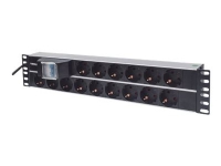 Intellinet 19 2U Rackmount 15-Way Power Strip - German Type, With Double Air Switch, 3m Power Cord - Flerkoplingslist (kan monteres i rack) - AC 250 V - inngang: CEE 7/4 - utgangskontakter: 15 (CEE 7/3) - 2U - 19 - 3 m cord - Tyskland - svart