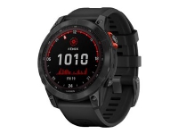 Garmin fenix 7 Solar - 47 mm - skifergrå - sportsur med bånd - silikon - svart - håndleddstørrelse: 125-208 mm - display 1.3 - 16 GB - Bluetooth, Wi-Fi, ANT+ - 79 g