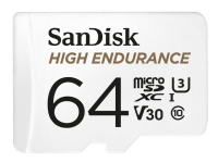 SanDisk High Endurance - Flashminnekort (microSDXC til SD-adapter inkludert) - 64 GB - Video Class V30 / UHS-I U3 / Class10 - microSDXC UHS-I