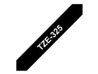 Brother TZe-325 - Standardklebemiddel - hvitt på svart - Rull (0,9 cm x 8 m) 1 cassette(s) laminert teip - for Brother PT-D210, D600, H110 P-Touch PT-1005, 1880, E800, H110 P-Touch Cube Plus PT-P710