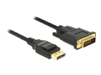Delock - Adapterkabel - enkeltlenke - DisplayPort (hann) til DVI-D (hann) - DisplayPort 1.2a - 3 m - passiv - svart