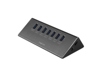 LogiLink UA0228, USB 3.2 Gen 1 (3.1 Gen 1) Micro-B, USB 2.0, 5000 Mbit/s, Aluminium, Svart, Aktivitet, 12 V