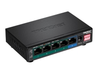 TRENDnet TPE-TG51g - Switch - ikke-styrt - 4 x 10/100/1000 (PoE+) + 1 x 10/100/1000 - stasjonær, veggmonterbar - PoE+ (60 W)