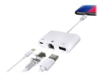 MicroConnect - Lightning til Ethernet / USB-C / USB-A - Lightning hann til USB, RJ-45, Lightning/USB-C hunn - hvit - for Apple iPad/iPhone/iPod (Lightning)