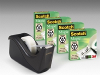 Tape Magic 19mm x 33m 4 ruller + 1 sort C60 dispenser