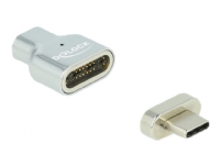 Delock - Thunderbolt / USB-C adapter - USB-C (hann) magnetisk til USB-C (hunn) - USB 3.2 Gen 2 / Thunderbolt 3 - 20 V - 4.5 A - 8K-støtte - sølv