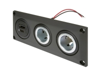 ProCar Einbausteckdose mit USB-C/A Doppelsteckdose + 2 Powersteckdosen 12 V, 24 V 20 A 2-leder