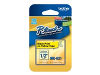 Brother MK631 - Svart på gult - Rull (1,2 cm x 8 m) 1 kassett(er) ulaminert teip - for Brother PT-45 P-Touch PT-100, 110, 45, 55, 65, 70, 75, 80, 85, 90, M95