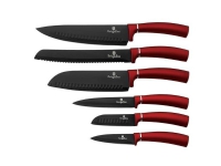 BERLINGER HAUS 6-delt knivsæt BH/2542 Metallic Line Burgundy Edition, metallic rød, mat sort