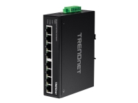 TRENDnet TI-E80 - Switch - ikke-styrt - 8 x 10/100 - DIN-skinnemonterbar, veggmonterbar - DC-strøm