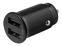 DELTACO USB-CAR124 - Bilstrømadapter - 12 watt - 2.4 A - 2 utgangskontakter (USB) - svart
