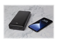 DELTACO PB-C1002 - Strømbank - 30000 mAh - 111 Wh - 18 watt - 3 A - Fast Charge - 3 utgangskontakter (USB, USB-C) - svart