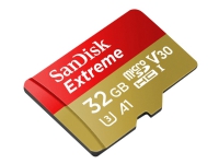 SanDisk Extreme - Flashminnekort (microSDHC til SD-adapter inkludert) - 32 GB - A1 / Video Class V30 / UHS-I U3 / Class10 - microSDHC UHS-I