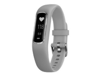 Garmin vívosmart 4 - Sølvfarget - aktivitetssporer med bånd - silikon - grå - båndbredde: S/M - monokrom - Bluetooth, ANT+ - 16.5 g