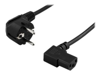DELTACO DEL-109B - Strømkabel - CEE 7/7 (hann) vinklet til IEC 60320 C13 vinklet - AC 250 V - 10 A - 1 m - svart
