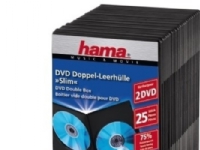 Hama DVD Slim Double-Box - Lagrings-DVD smal jewel case - kapasitet: 2 DVD - svart (en pakke 25)