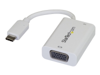 StarTech.com USB C to VGA Adapter with Power Delivery, 1080p USB Type-C to VGA Monitor Video Converter with Charging, 60W PD Pass-Through, Thunderbolt 3 Compatible Projector Adapter, White - Digital to Analog (CDP2VGAUCPW) - Ekstern videoadapter - US
